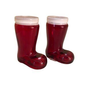 Set of 2 VTG Mini Art Glass Santa Boots